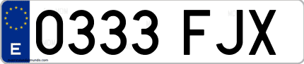 Ejemplo de matrícula de coche ordinaria 0333 FJX