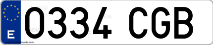Ejemplo de matrícula de coche ordinaria 0334 CGB