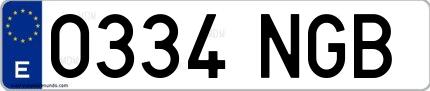 Ejemplo de matrícula española 0334 NGB