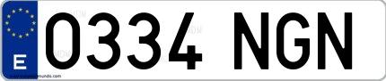 Ejemplo de matrícula española 0334 NGN