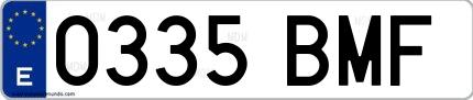 Ejemplo de matrícula española 0335 BMF