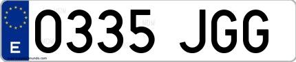Ejemplo de matrícula española 0335 JGG