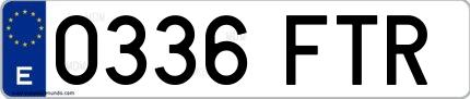 Ejemplo de matrícula española 0336 FTR