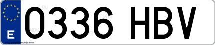 Ejemplo de matrícula española 0336 HBV