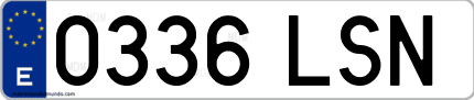 Ejemplo de matrícula de coche ordinaria 0336 LSN