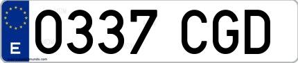 Ejemplo de matrícula española 0337 CGD
