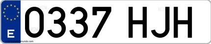 Ejemplo de matrícula española 0337 HJH