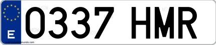 Ejemplo de matrícula española 0337 HMR