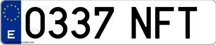 Ejemplo de matrícula española 0337 NFT