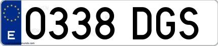 Ejemplo de matrícula española 0338 DGS