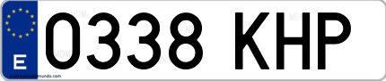 Ejemplo de matrícula de coche ordinaria 0338 KHP