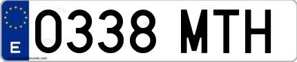 Ejemplo de matrícula española 0338 MTH