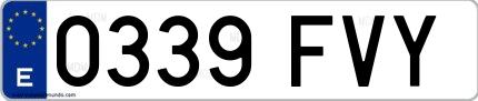 Ejemplo de matrícula española 0339 FVY