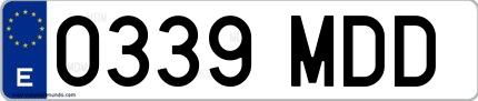 Ejemplo de matrícula española 0339 MDD