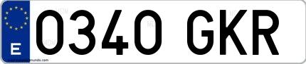 Ejemplo de matrícula española 0340 GKR