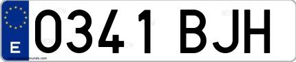 Ejemplo de matrícula española 0341 BJH