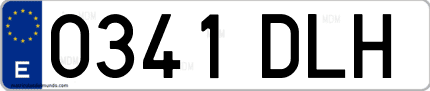 Ejemplo de matrícula de coche ordinaria 0341 DLH