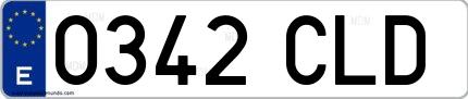 Ejemplo de matrícula española 0342 CLD