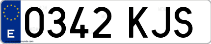 Ejemplo de matrícula de coche ordinaria 0342 KJS