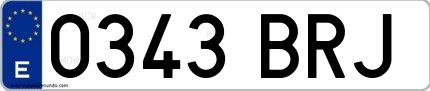 Ejemplo de matrícula española 0343 BRJ