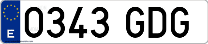 Ejemplo de matrícula de coche ordinaria 0343 GDG