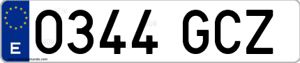 Ejemplo de matrícula de coche ordinaria 0344 GCZ