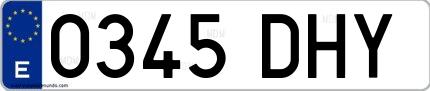 Ejemplo de matrícula española 0345 DHY