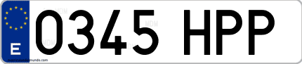 Ejemplo de matrícula de coche ordinaria 0345 HPP