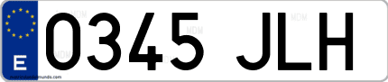 Ejemplo de matrícula de coche ordinaria 0345 JLH