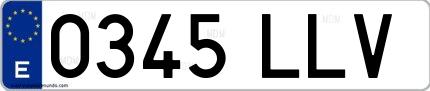 Ejemplo de matrícula española 0345 LLV