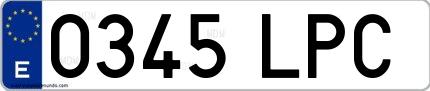 Ejemplo de matrícula española 0345 LPC