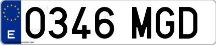 Ejemplo de matrícula española 0346 MGD