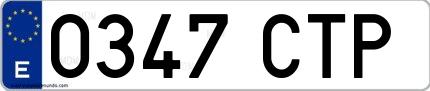 Ejemplo de matrícula española 0347 CTP