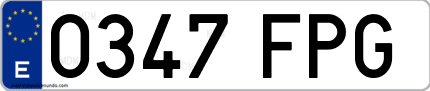 Ejemplo de matrícula de coche ordinaria 0347 FPG