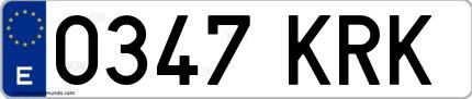 Ejemplo de matrícula española 0347 KRK