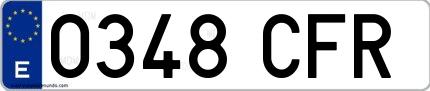 Ejemplo de matrícula española 0348 CFR