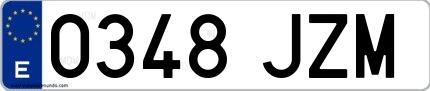 Ejemplo de matrícula española 0348 JZM