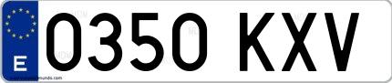 Ejemplo de matrícula española 0350 KXV