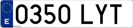 Ejemplo de matrícula española 0350 LYT