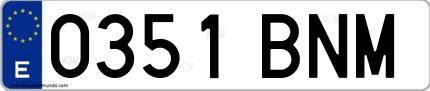 Ejemplo de matrícula española 0351 BNM