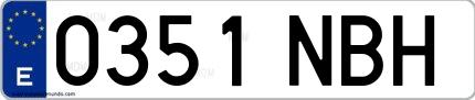 Ejemplo de matrícula española 0351 NBH