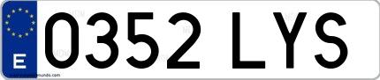 Ejemplo de matrícula española 0352 LYS