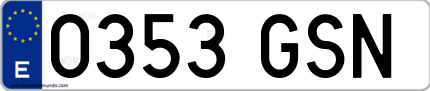 Ejemplo de matrícula de coche ordinaria 0353 GSN