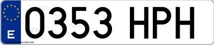 Ejemplo de matrícula española 0353 HPH