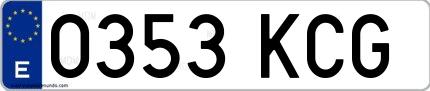 Ejemplo de matrícula española 0353 KCG