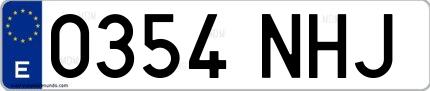 Ejemplo de matrícula española 0354 NHJ
