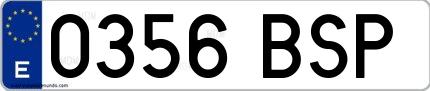 Ejemplo de matrícula española 0356 BSP