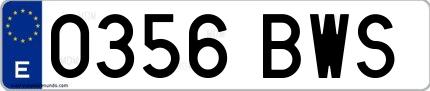 Ejemplo de matrícula española 0356 BWS