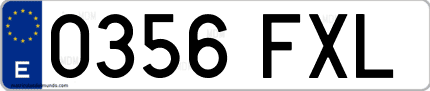 Ejemplo de matrícula de coche ordinaria 0356 FXL