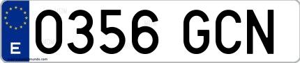 Ejemplo de matrícula española 0356 GCN